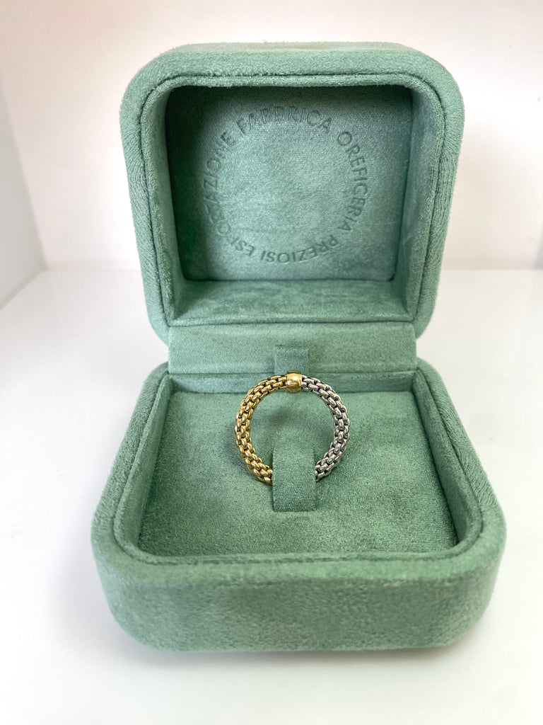 FOPE ORIGINAL FLEX'IT RING 18CT YELLOW AND WHITE GOLD