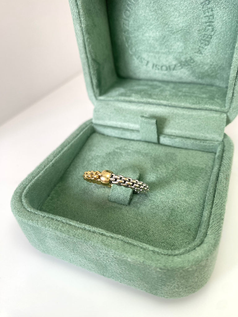 FOPE ORIGINAL FLEX'IT RING 18CT YELLOW AND WHITE GOLD