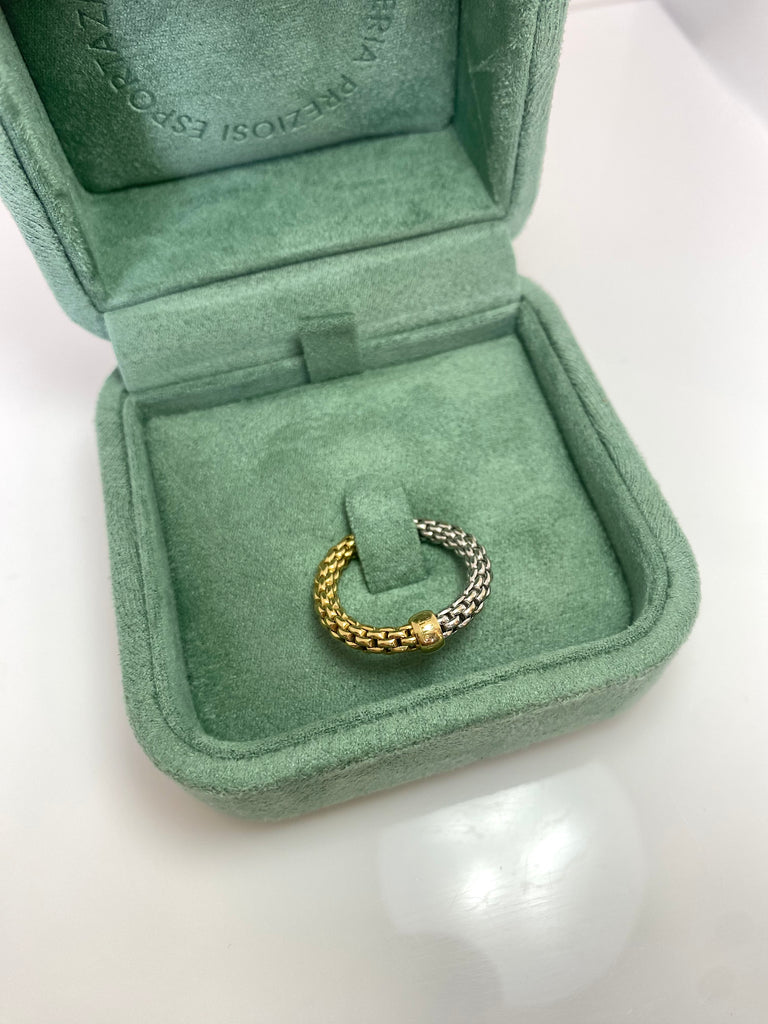 FOPE ORIGINAL FLEX'IT RING 18CT YELLOW AND WHITE GOLD
