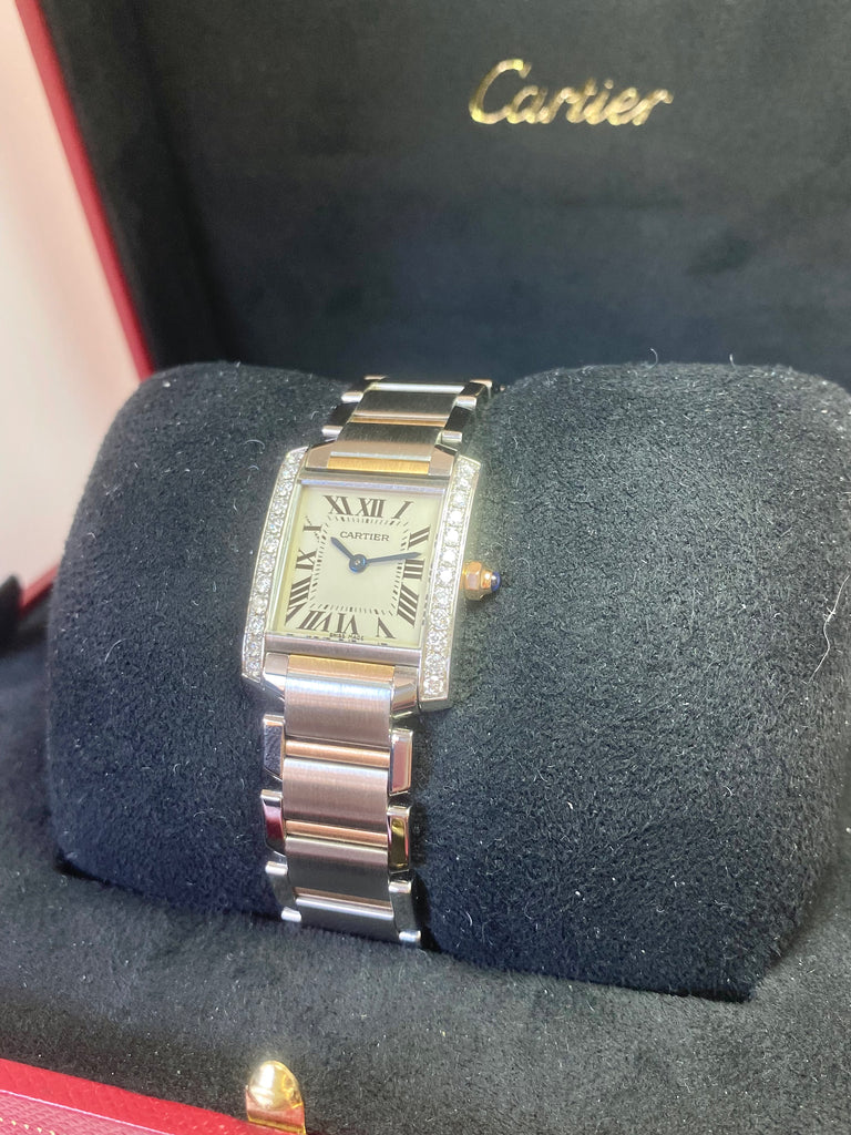 LADIES BI-METAL CARTIER TANK FRANCAISE DIAMOND BEZEL