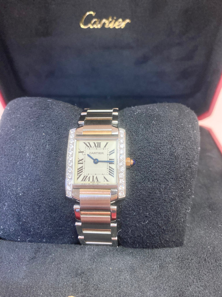 LADIES BI-METAL CARTIER TANK FRANCAISE DIAMOND BEZEL