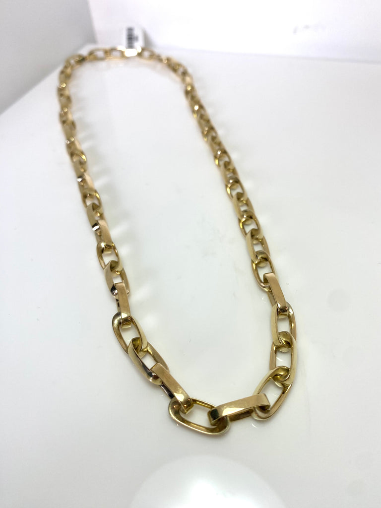 9CT HEAVY HAND MADE FLAT OVAL LINK CHAIN