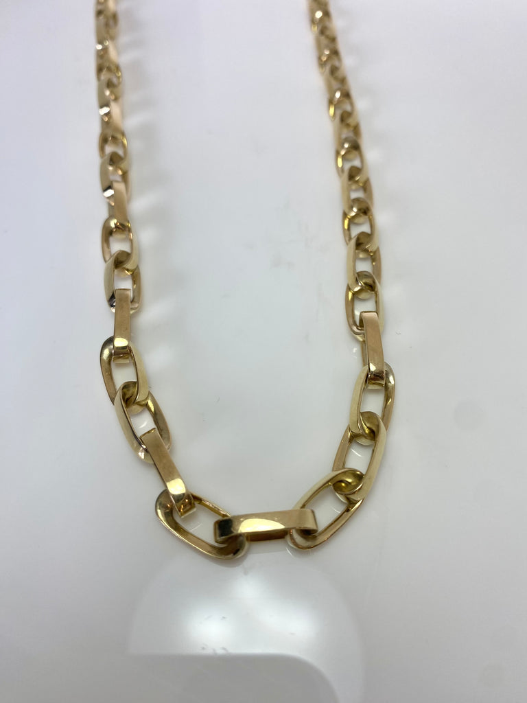 9CT HEAVY HAND MADE FLAT OVAL LINK CHAIN