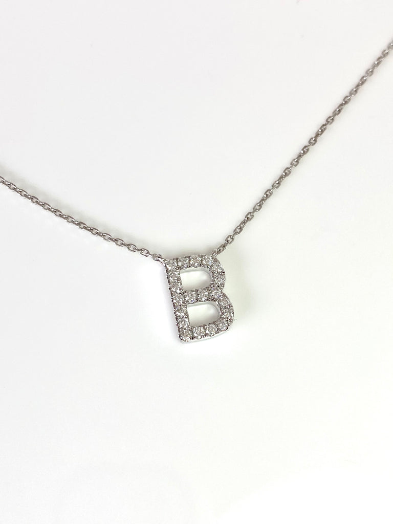 18CT WHITE GOLD DIAMOND INITIAL NECKLACES