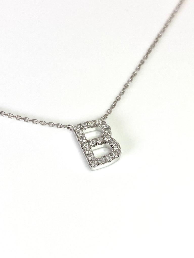 18CT WHITE GOLD DIAMOND INITIAL NECKLACES