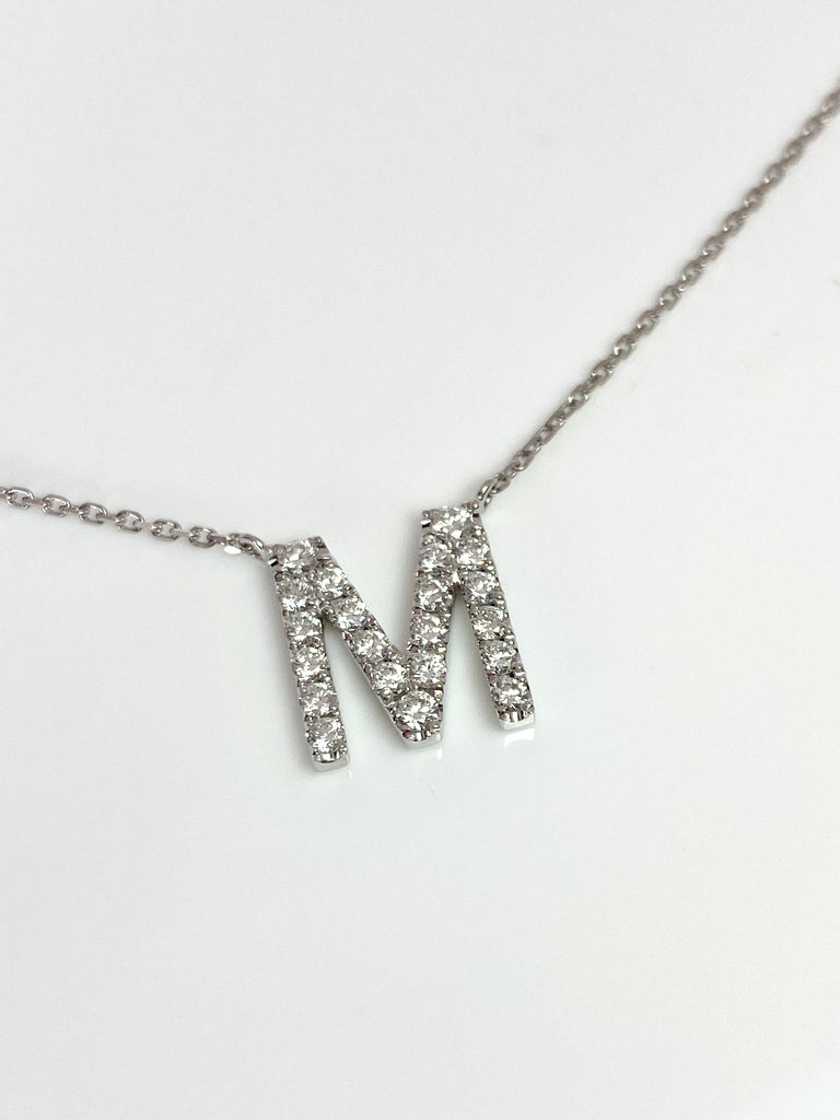 18CT WHITE GOLD DIAMOND INITIAL NECKLACES
