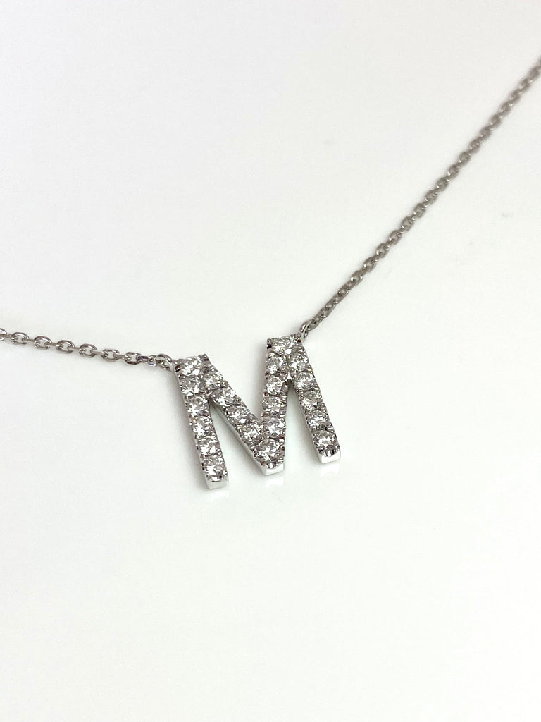 18CT WHITE GOLD DIAMOND INITIAL NECKLACES