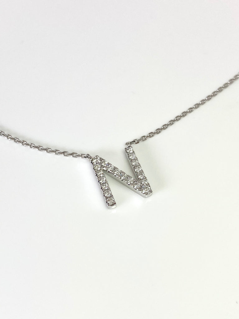 18CT WHITE GOLD DIAMOND INITIAL NECKLACES