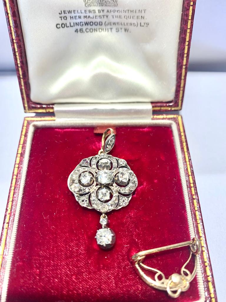 2CT OLD MINE CUT DIAMOND PENDANT CIRCA 1850