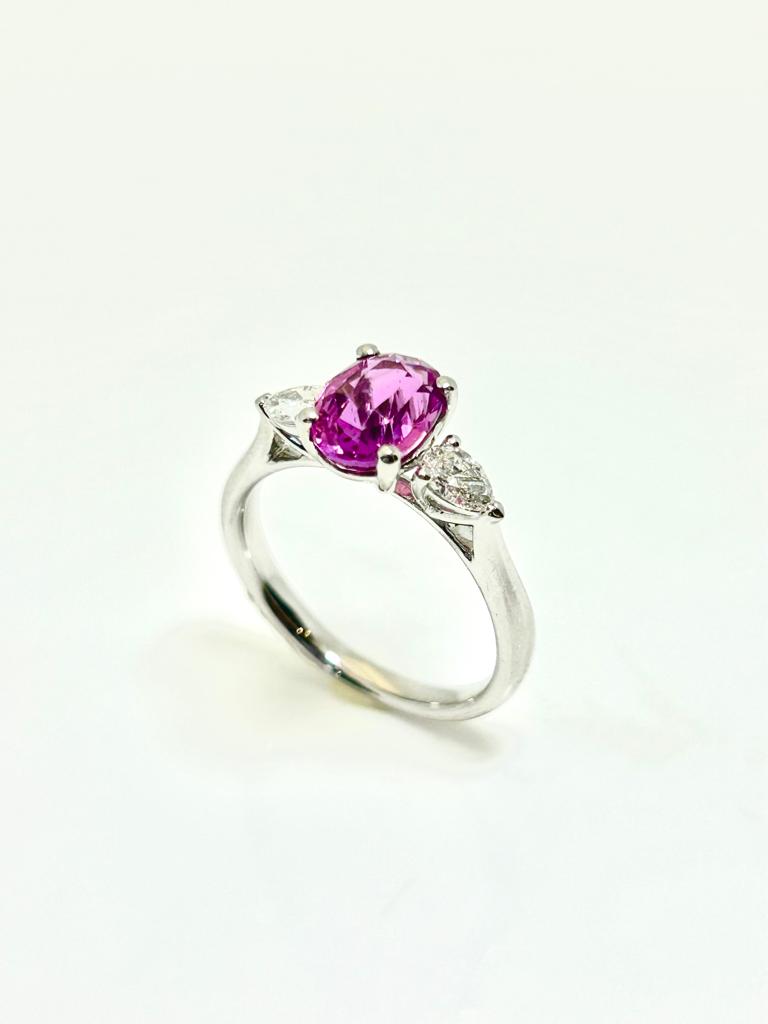 2.03CT PINK SAPPHIRE AND 36PT DIAMOND PLATINUM RING