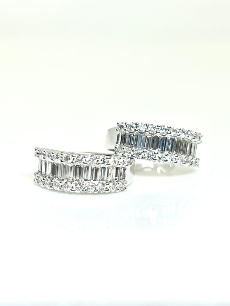 18CT WHITE GOLD MIXED CUT 1.20CT DIAMOND HOOP EARRINGS