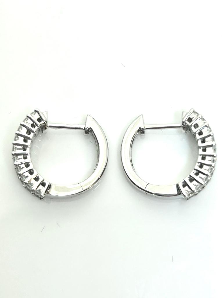 18CT WHITE GOLD MIXED CUT 1.20CT DIAMOND HOOP EARRINGS