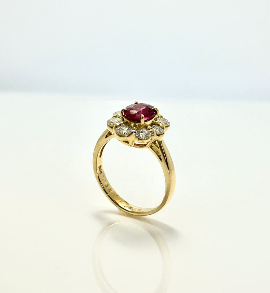 18CT 1.13CTS RUBY AND 1.00CT DIAMOND CLUSTER RING