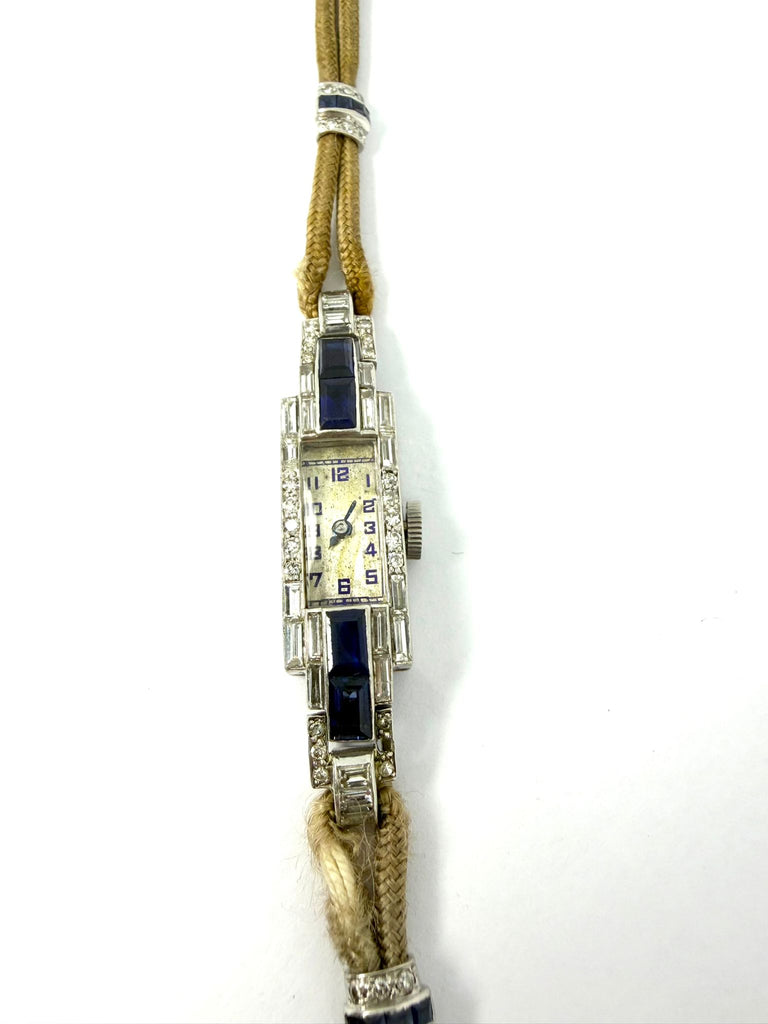 PLATINUM ART DECO COCKTAIL WATCH WITH DIAMOND AND SAPPHIRE