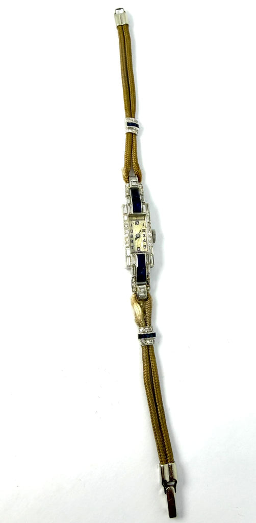 PLATINUM ART DECO COCKTAIL WATCH WITH DIAMOND AND SAPPHIRE