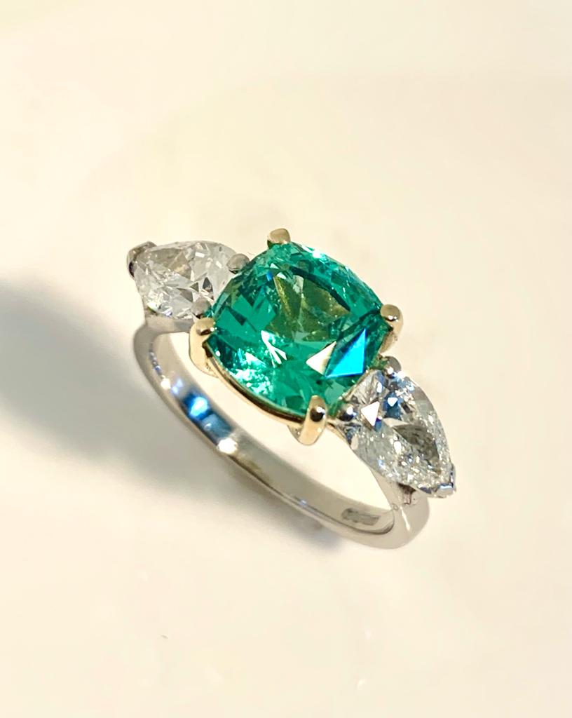 CERTIFIED NATURAL 2.53CT EMERALD AND 1.50CT DIAMOND RING