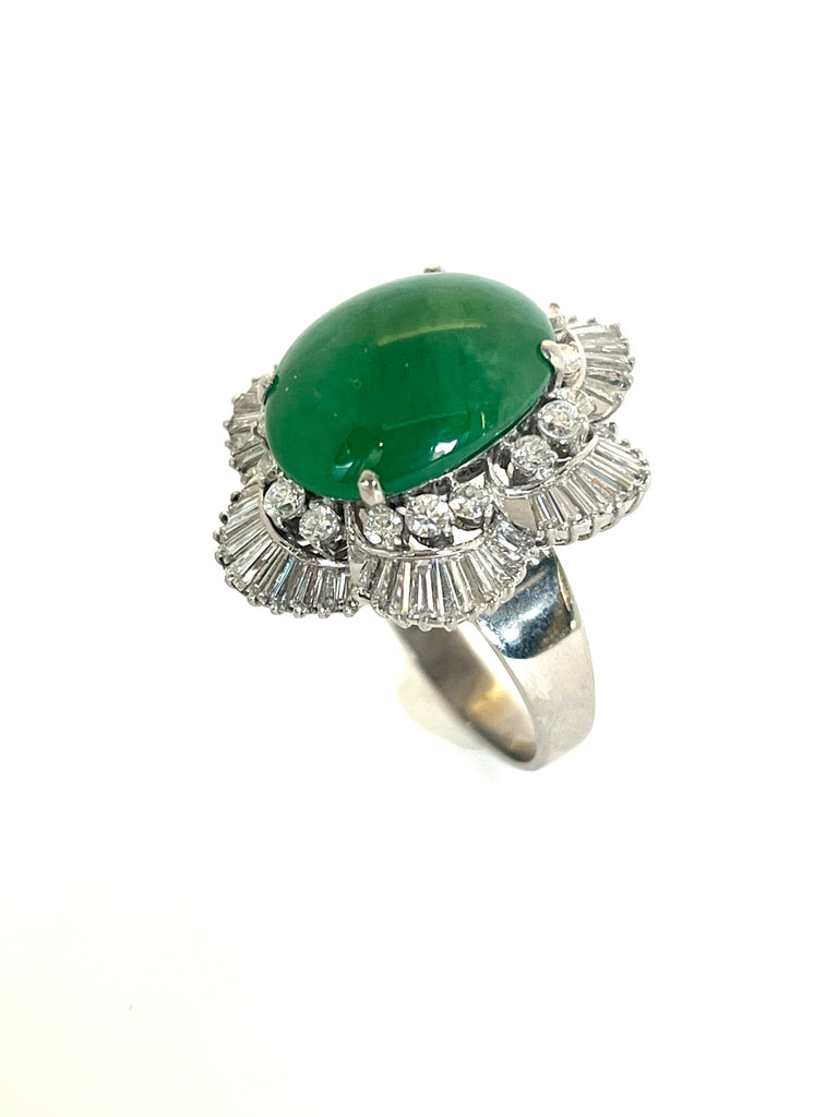 FANCY COCKTAIL NATURAL A GRADE JADE AND DIAMOND RING