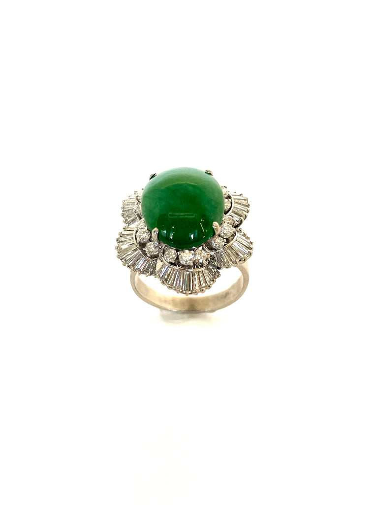 FANCY COCKTAIL NATURAL A GRADE JADE AND DIAMOND RING