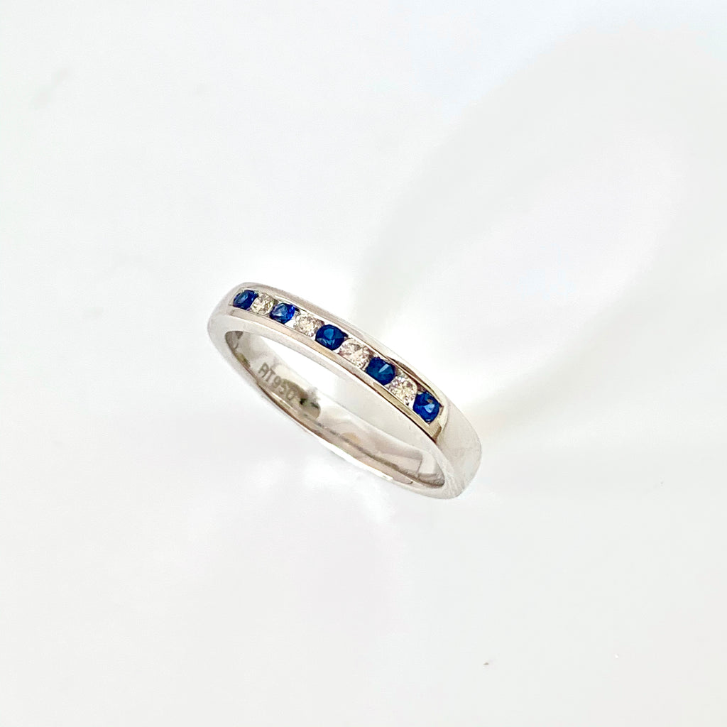PLATINUM SAPPHIRE DIAMOND ETERNITY RING