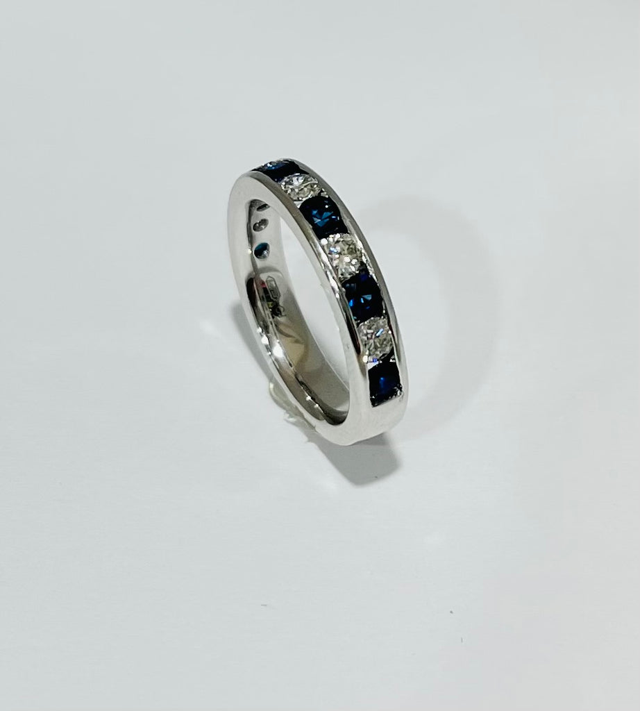 18CT SAPPHIRE & DIAMOND HALF ETERNITY RING