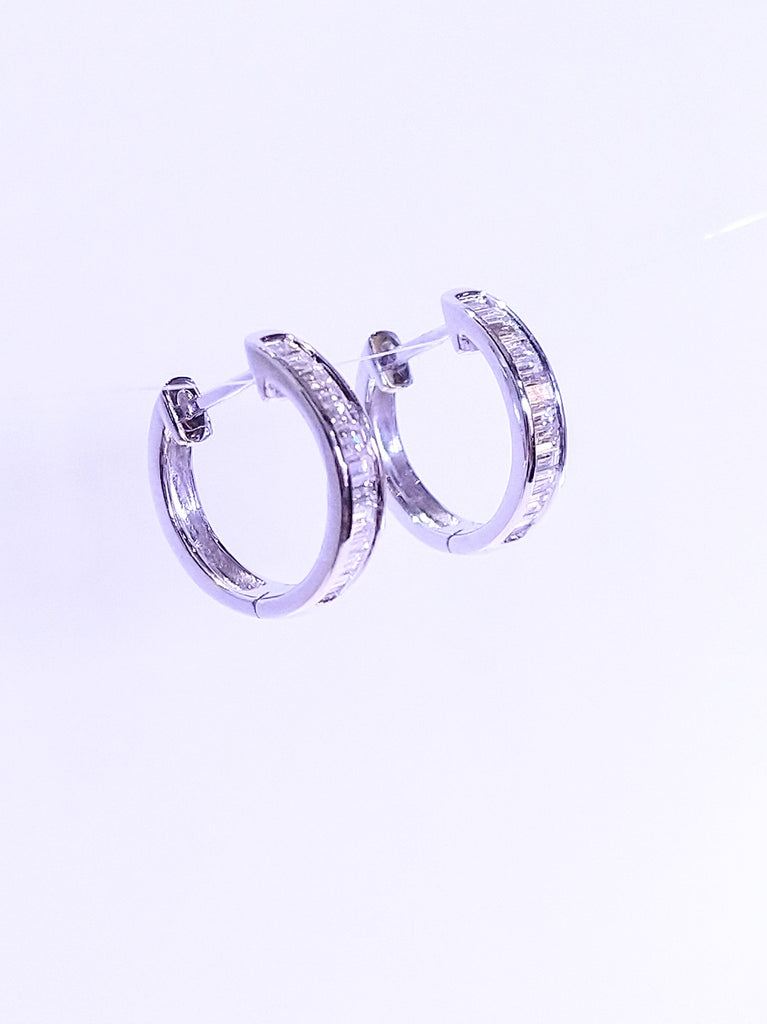 DIAMOND BAGUETTE CUT 0.50CT HOOPS IN 18K WHITE GOLD