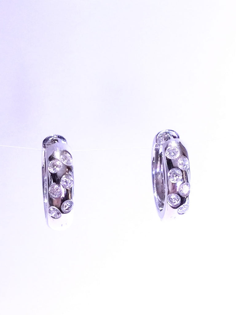 DIAMOND BUBBLE HOOP EARRINGS IN 18K WHITE GOLD