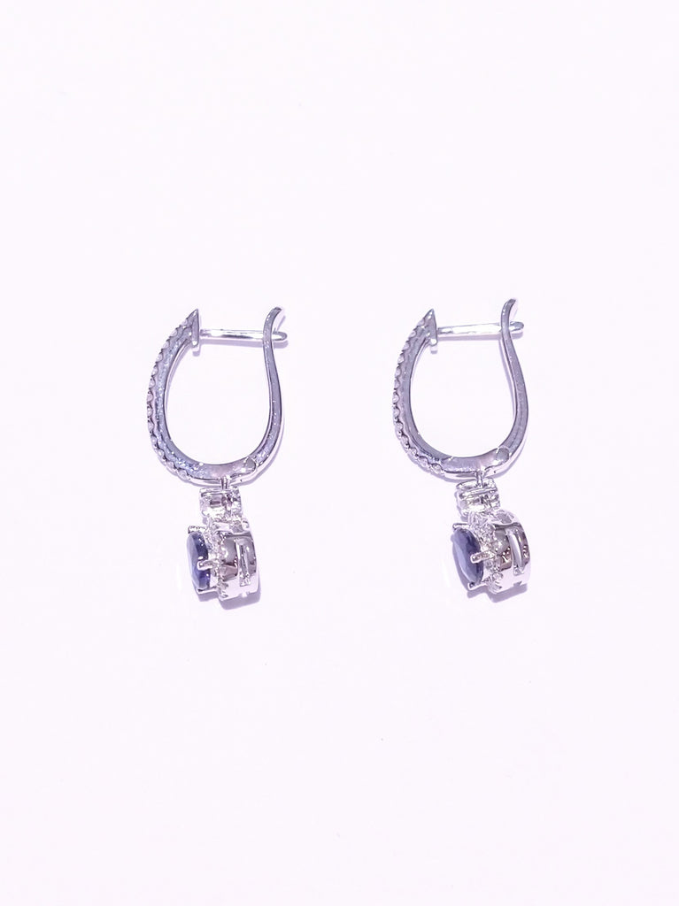 SAPPHIRE AND DIAMOND IN 18K WHITE GOLD DROP EARRINGS