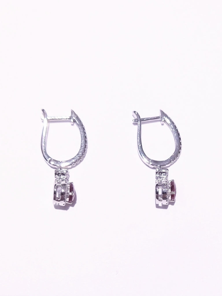 RUBY AND DIAMOND IN 18K WHITE GOLD PEAR SHAPE DROP EARRINGS