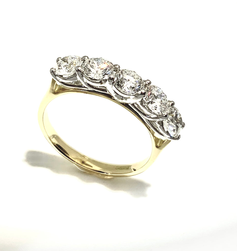 18CT & PLATINUM DIAMOND FIVE STONE RING 1.75CTS