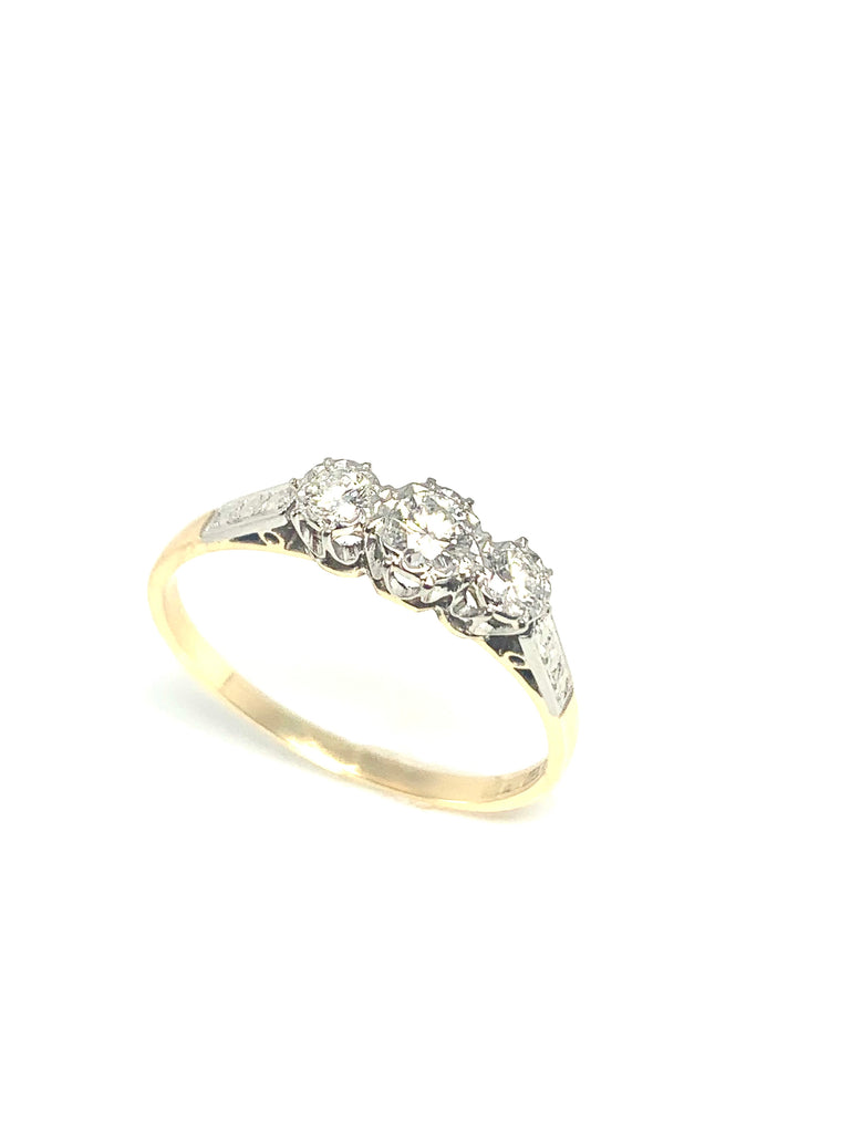 18CT & PLATINUM 0.35CTS DIAMOND 3 STONE RING