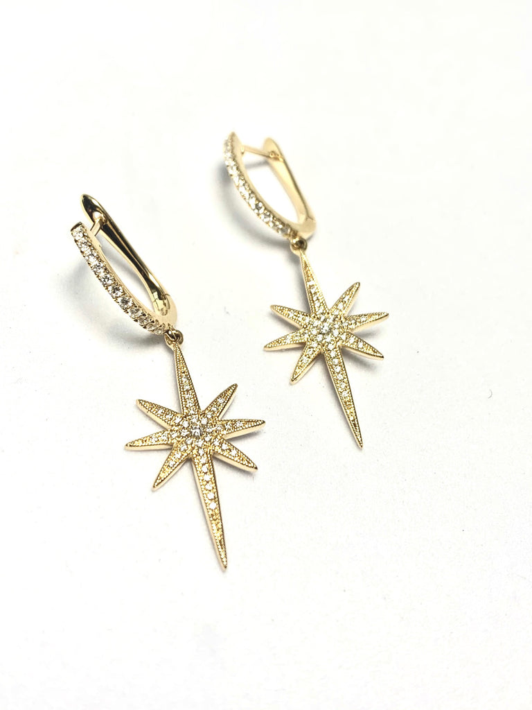 18CT GOLD DIAMOND STRATFORD STAR DROP EARRINGS