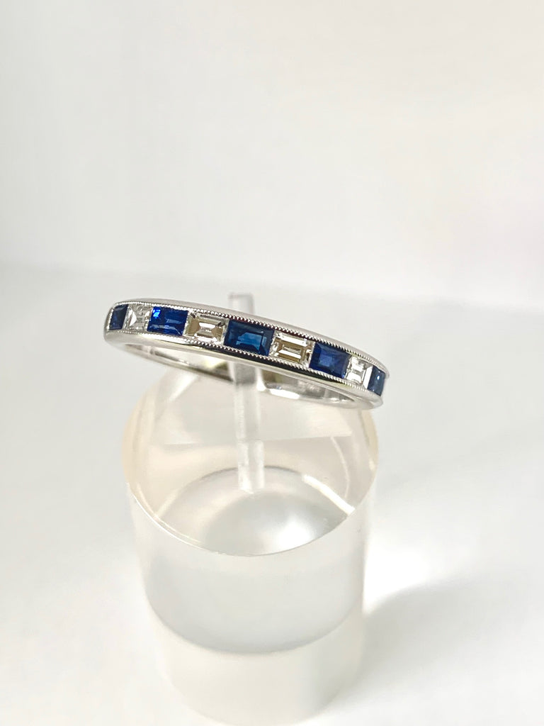 18CT SAPPHIRE & DIAMOND BAGUETTE ETERNITY RING