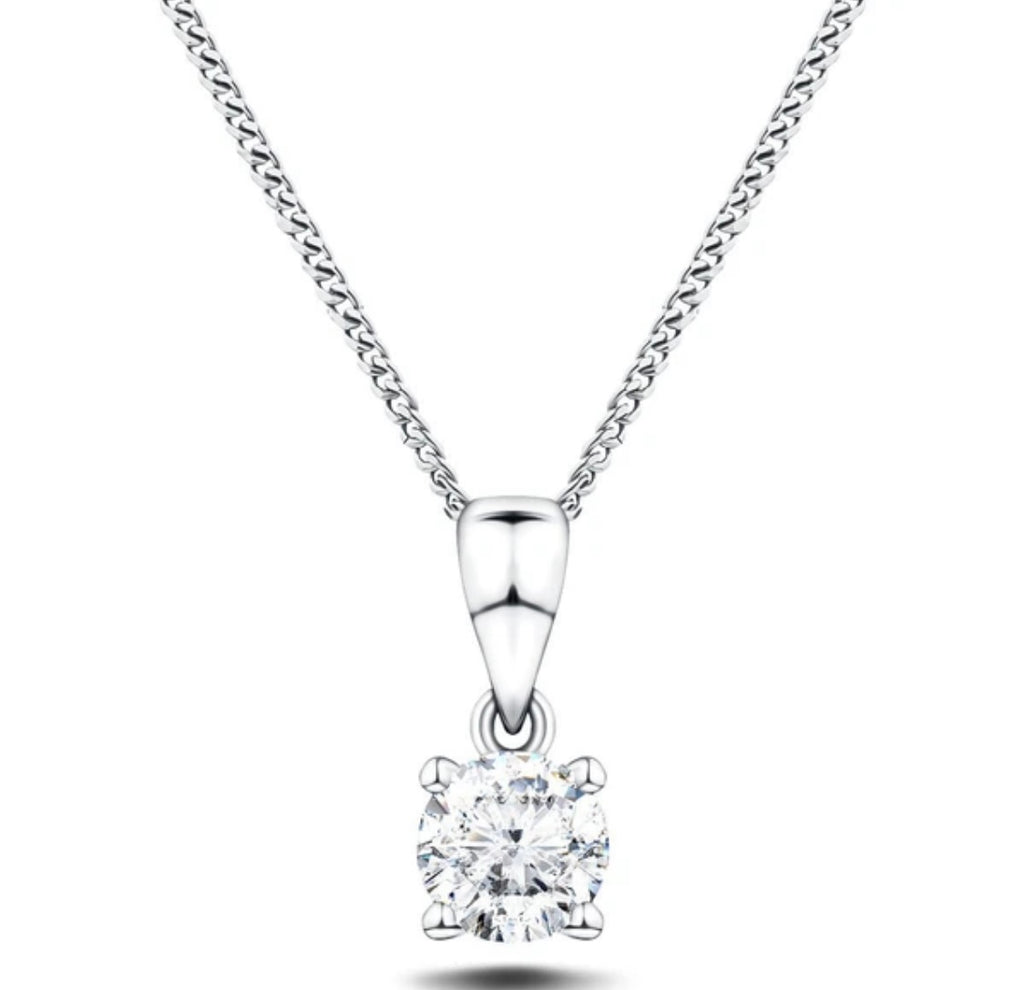 18CT WHITE GOLD DIAMOND PENDANT 40PTS
