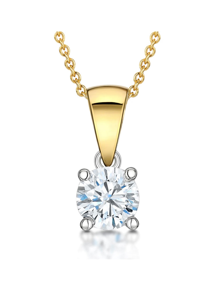 18CT YELLOW GOLD DIAMOND SOLITAIRE PENDANT 57PTS