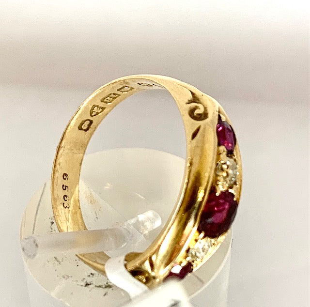 18CT VICTORIAN DIAMOND AND RUBY RING