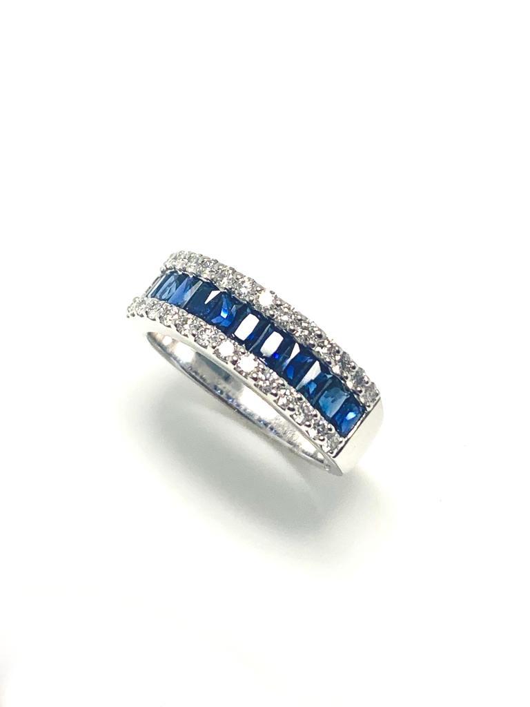 PLATINUM SAPPHIRE AND DIAMOND ETERNITY RING