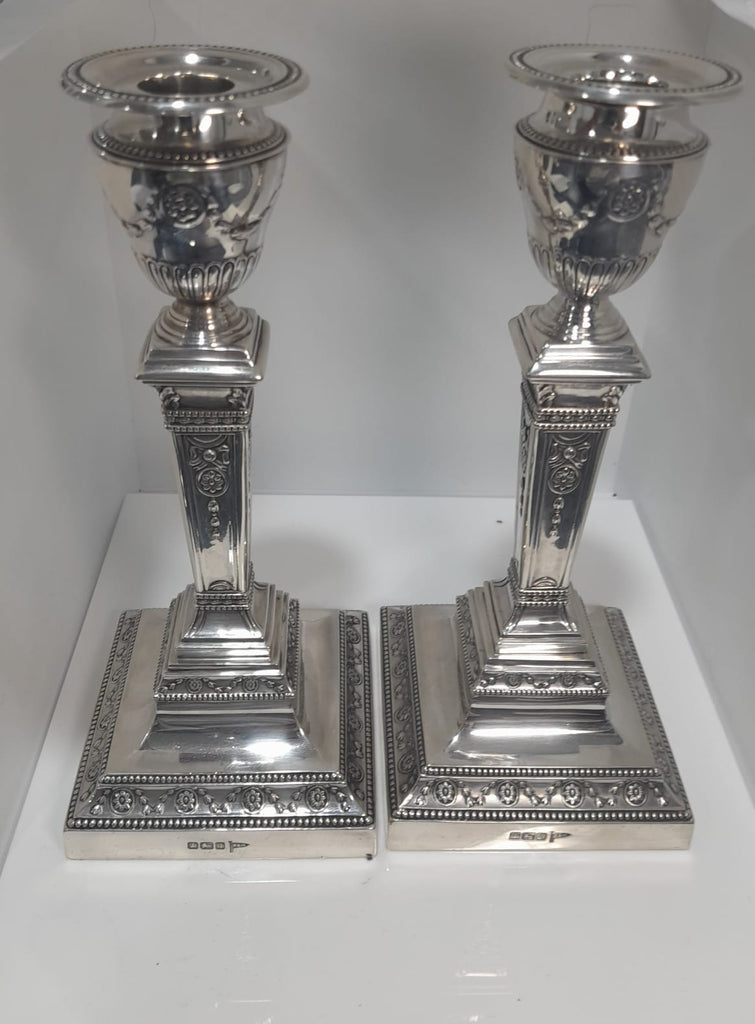 WALKED AND HALL SILVER CANDLE STICKS 1908