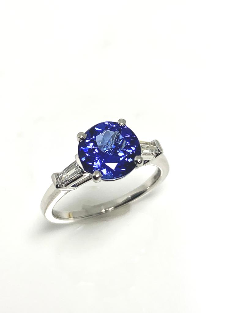 2.10CT AAA TANZANITE AND DIAMOND RING