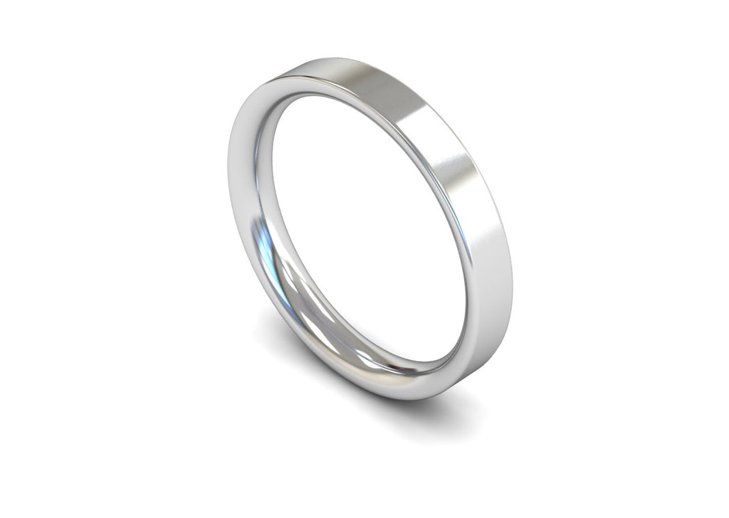 3MM FLAT COURT WEDDING BAND PLATINUM