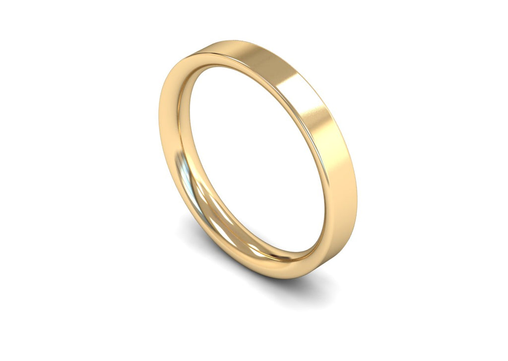 3MM FLAT COURT WEDDING BAND 18CT