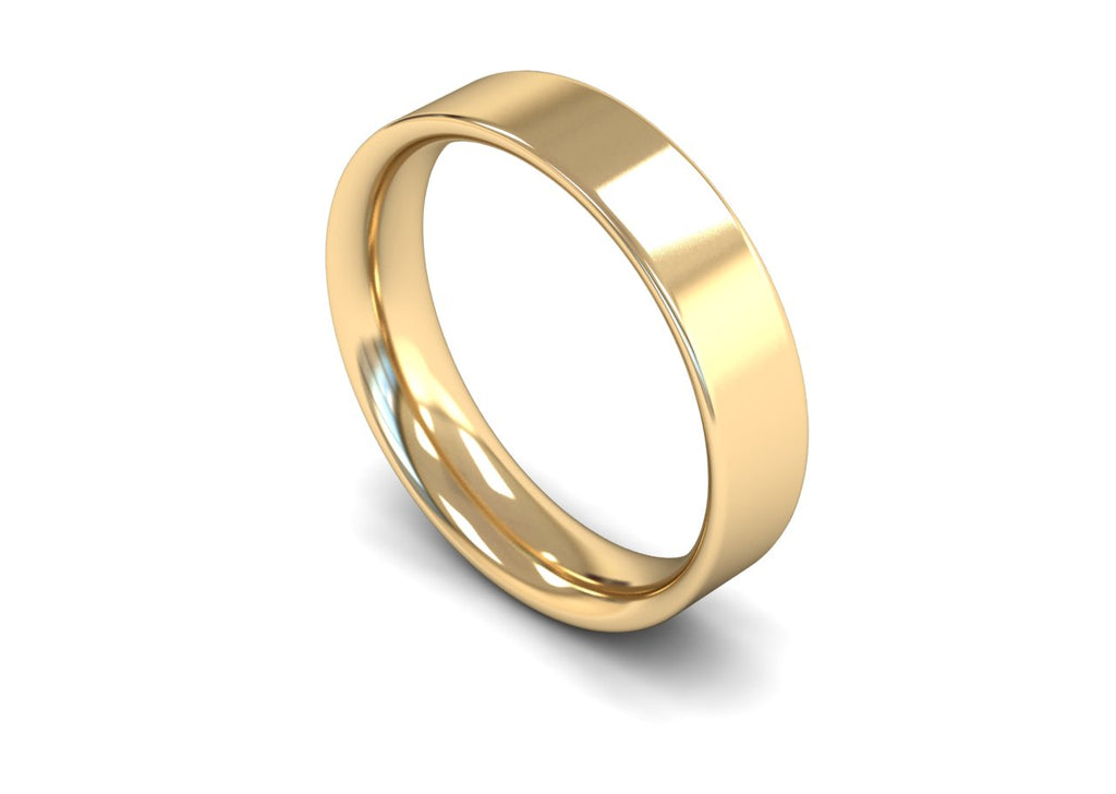 5MM FLAT COURT WEDDING BAND 18CT