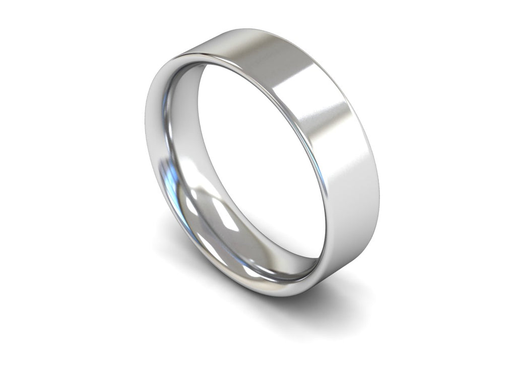 6MM FLAT COURT WEDDING BAND PLATINUM