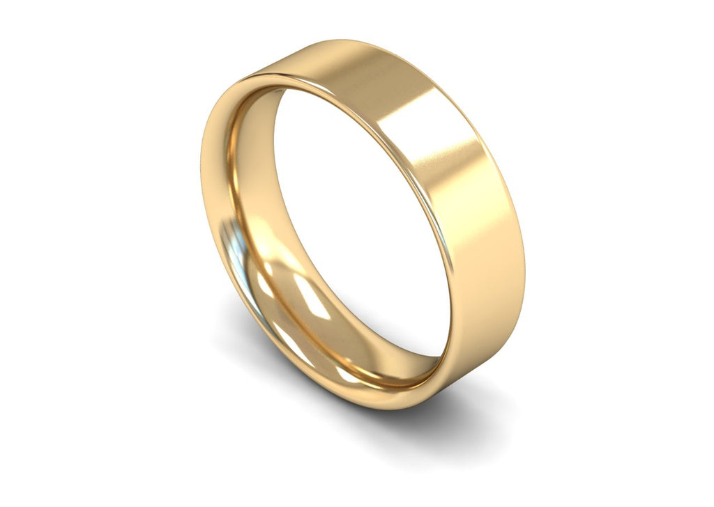 6MM FLAT COURT WEDDING BAND 18CT