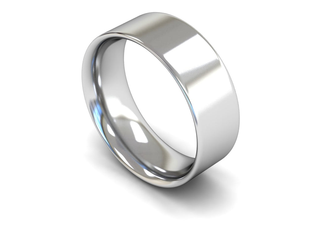 8MM FLAT COURT WEDDING BAND PLATINUM