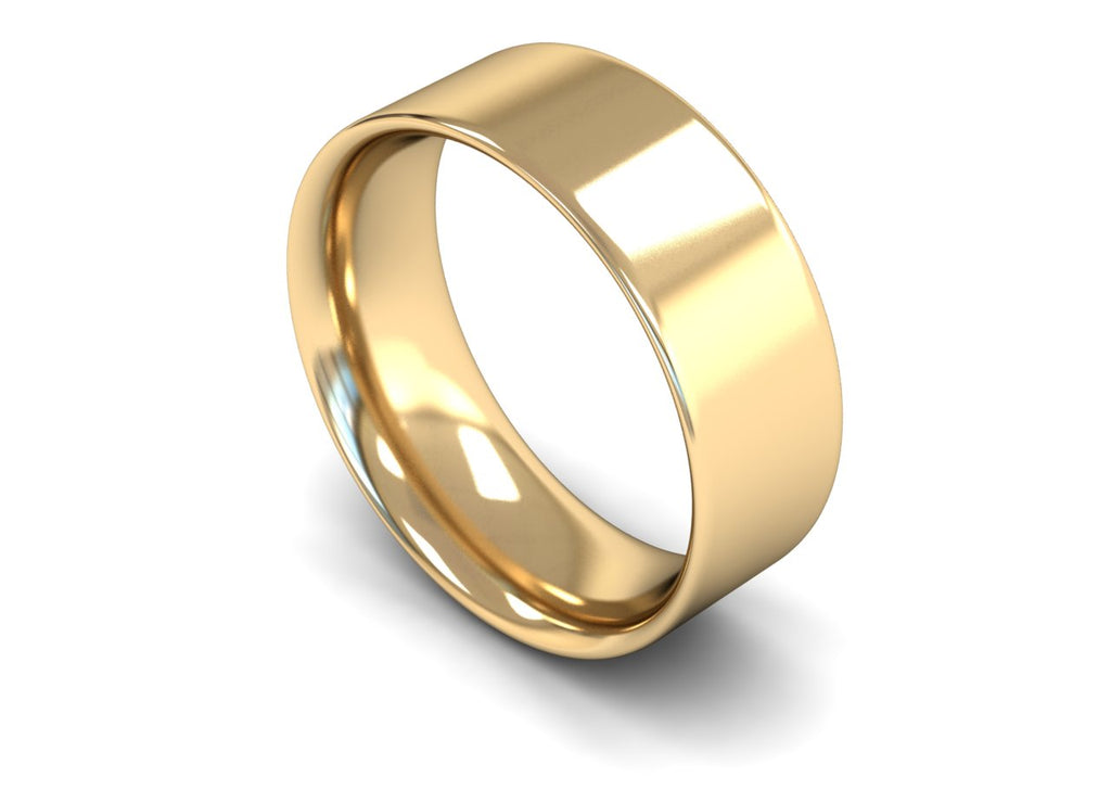 8MM FLAT COURT WEDDING BAND 18CT