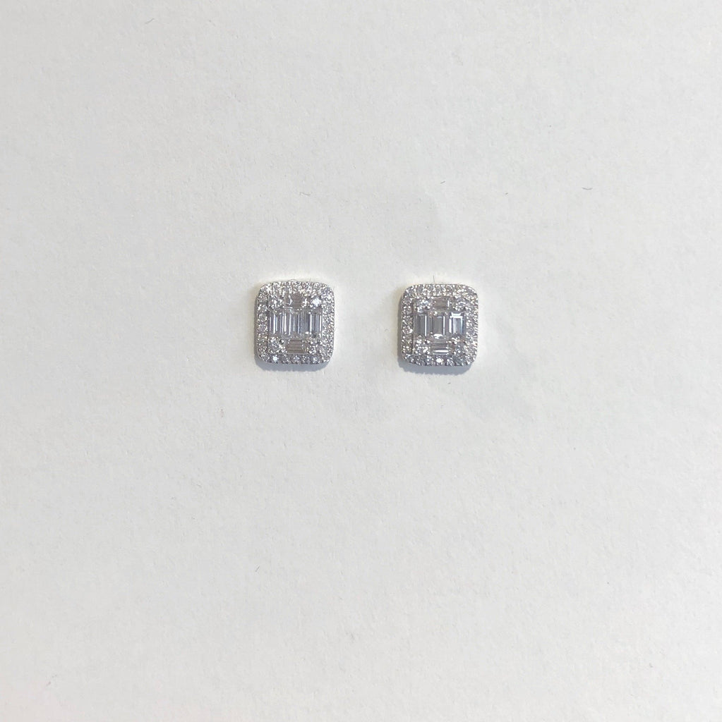 18CT WHITE GOLD DIAMOND CLUSTER STUD EARRINGS