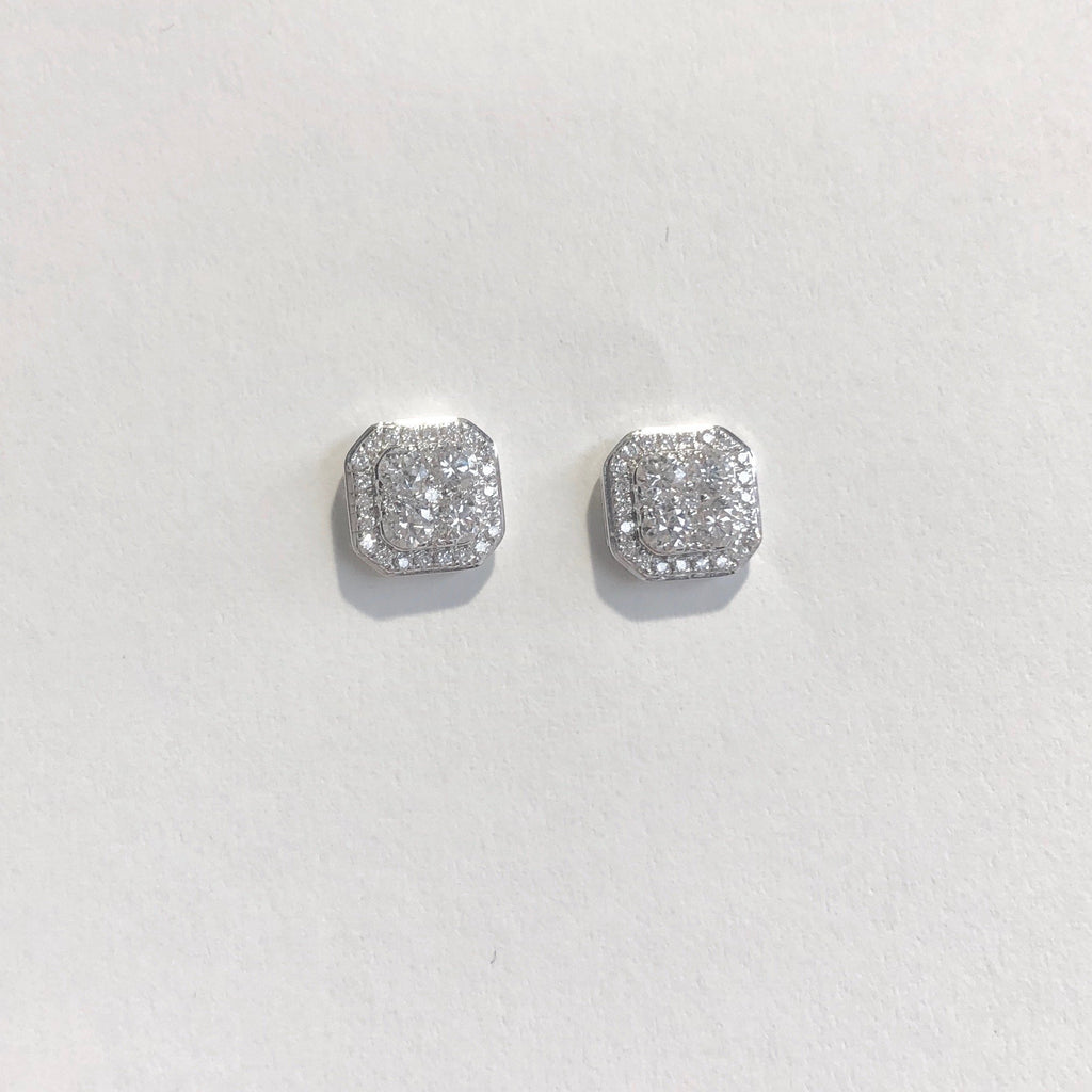 18CT WHITE GOLD DIAMOND CLUSTER STUD EARRINGS