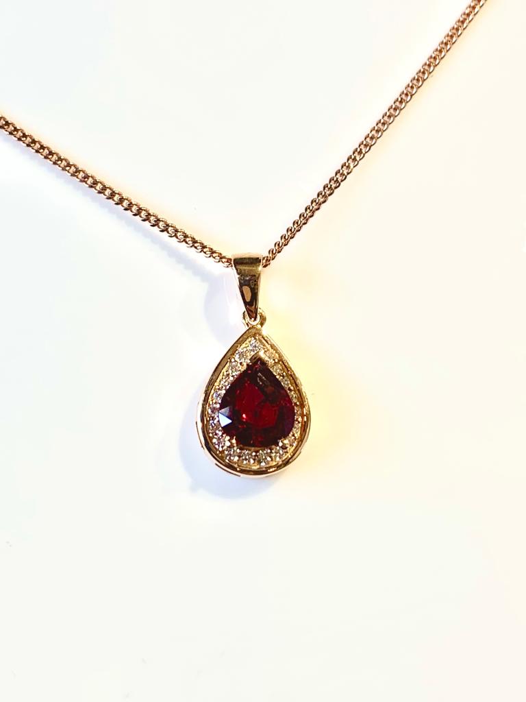1.98CT PIGEON BLOOD RED CERTIFIED NATURAL RUBY AND DIAMOND PENDANT