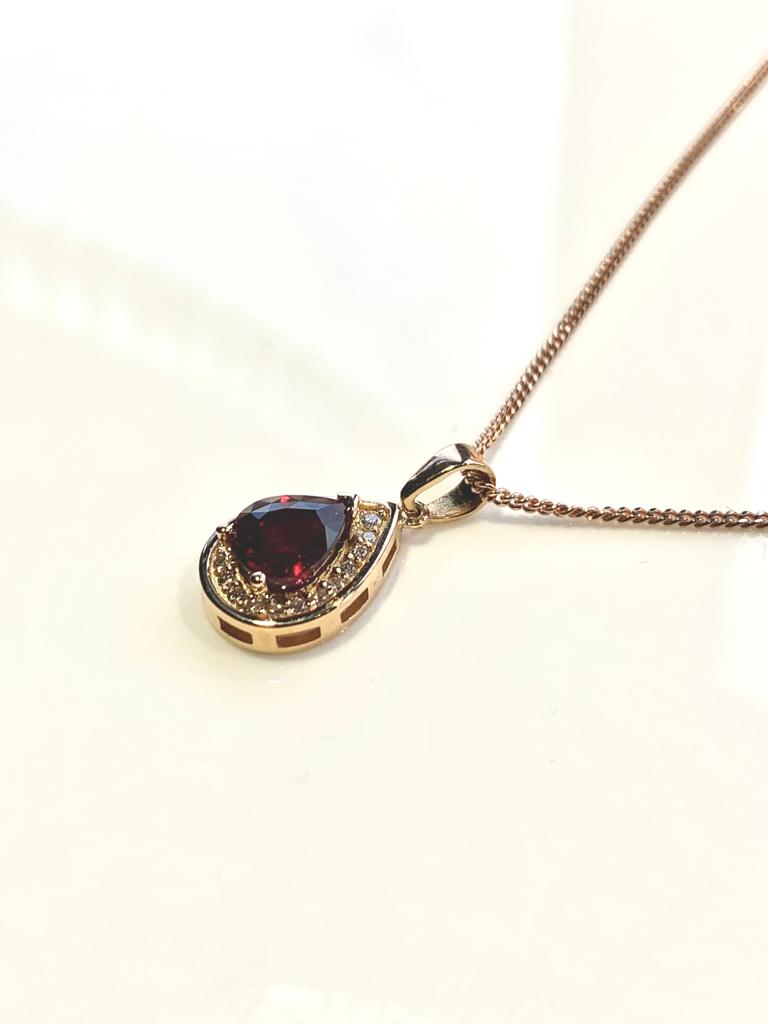 1.98CT PIGEON BLOOD RED CERTIFIED NATURAL RUBY AND DIAMOND PENDANT